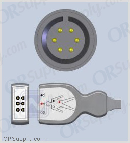 3-Lead ECG Cable with 6-Pin Monitor Connector and Tru-Link AHA Patient Connectors