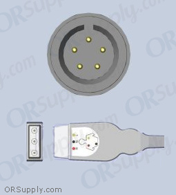 3-Lead ECG Cable with 5-Pin Monitor Connector and Safety DIN Inverse IEC Patient Connectors