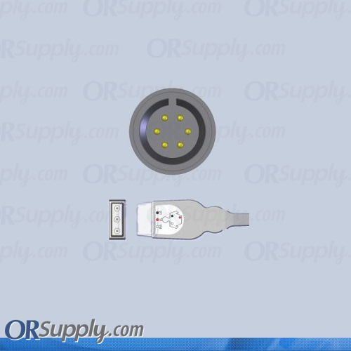 3-Lead ECG Cable with 6-Pin Monitor Connector and Safety DIN AHA Patient Connectors